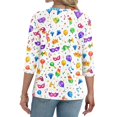 thumbnail image 5 of Mardi Gras Shirts Womens Sequins Glitter V Neck Tunic Tops Carnival 3/4 Sleeve Novelty Blouse White XL, 5 of 5