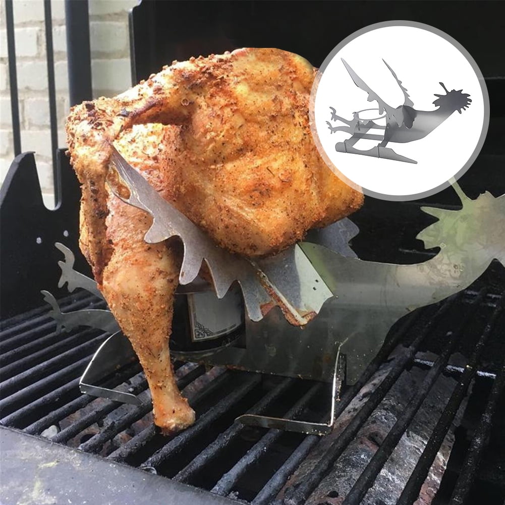 BBQ Chicken Roaster Rack BBQ Rack Motorbike Barbecue Stand Stainless