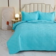 thumbnail image 2 of Quilted Floral Bedspread Set for Queen Beds – Includes Bedspread and Shams (Ogee, Blue), 2 of 8