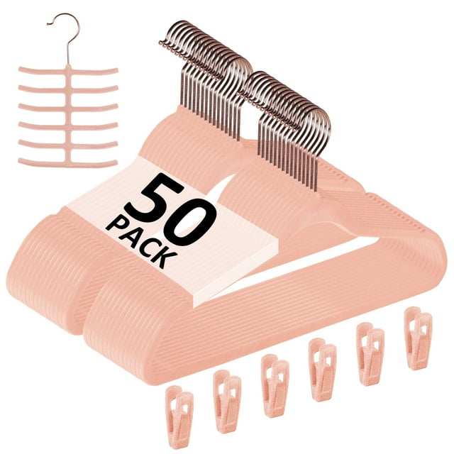 Lot de 50 Cintres en Fil Métallique Rose Solides pour Chemises et Vêtements, Calibre 17,7 Pouces