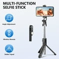 thumbnail image 6 of Selfie Stick for Phone, Extendable Travel Tripod with Wireless Remote for Selfies, Video Recording, Compatible with All Cell Phones, Black, 6 of 9