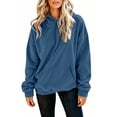 thumbnail image 6 of Women's Oversized Corduroy Hoodie, Long Sleeve Pullover Sweatshirt with Kangaroo Pocket, Casual Fall Winter Top | CSEONE,Blue L, 6 of 7