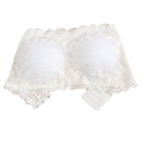 

fanshao Women Sexy Lace Strapless Padded Push Up Bra Short Wrap Tube Top Tank Underwear