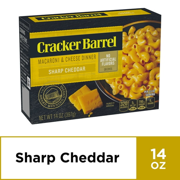 Cracker Barrel Sharp Cheddar Macaroni and Cheese Dinner, 14 oz Box
