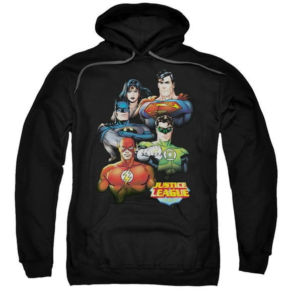 JLA Justice League Group Portrait Adult Pullover Hoodie Sweatshirt Black