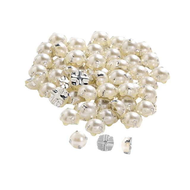 100 Uds. de Costura de , Suministros de Bricolaje, de Imitación Decorativos Posterior Plana para Bolsos, Bufandas, a , Plata Argenta 5mm 100pcs Hugo Coser Perlas