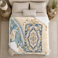 thumbnail image 5 of Ivory White Ornate Baroque Medallion Pearls Jewels Living, Warm Flannel Blanket for Living Room and Family Room, Festive autumn celebration Scene, Art Lovers autumn celebration Gift, 5 of 9