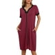 thumbnail image 1 of INSPIRAR CHIC INSPIRAR CHIC Bata de Noche con Cierre Frontal para Mujeres, Abrigo de Casa, Mangas Cortas, Ropa de Dormir, Ropa de Estar con Bolsillos XS Rojo, 1 of 6