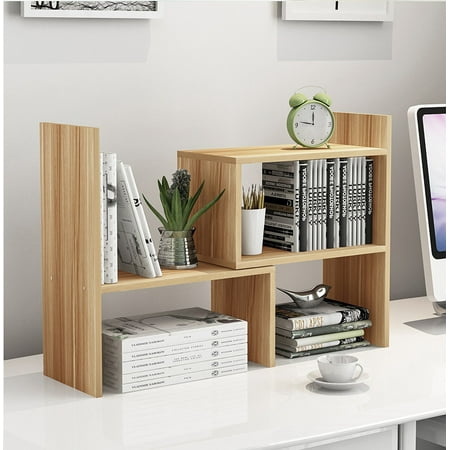 Adjule Desktop Bookshelf Wood Storage Organizer Display Shelf Adjule Desktop Bookshelf Wood Storage Organizer Display Shelf Rack Counter Top Bookcase Light Color Com