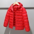 thumbnail image 2 of Alvivi Boys Girls Winter Coat Lightweight Down Puffer Jacket Long Sleeve Hodded Windbreaker Outwear Red 15-16, 2 of 5