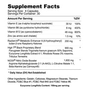 High T Black Caffeine Free Natural Testosterone Booster Hardcore Formulation 120 Count