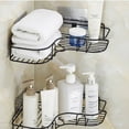 thumbnail image 4 of PENGXIANG Corner Shower Caddy Bathroom Organizer Shelf for Storage Drill Free Bath Rack Adhesive Wall Mounted Shelves Holder for Bathtub and Kitchen (Black), 4 of 7