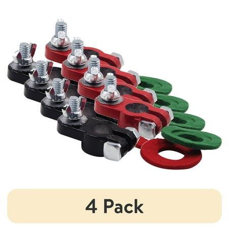(4 pack) EverStart Marine Epoxy Coated Battery Terminals, Easy Polarity Indentification