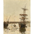 thumbnail image 3 of Eugène Boudin 12x14 Black Modern Framed Museum Art Print Titled - Trouville Avantage (1887), 3 of 5