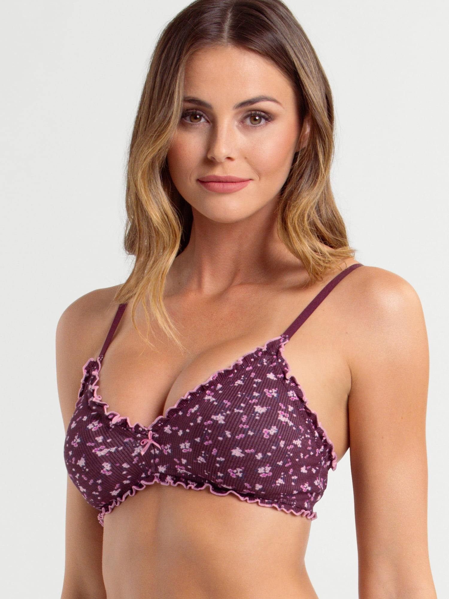 Jessica Simpson Women's Ruffled Rib Bralette, Size S-XXXL
