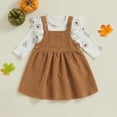 thumbnail image 3 of Okbabeha My First Halloween Baby Girl Outfit Newborn Pumpkin Ghost Onesie Corduroy Suspender Skirt Cute Fall Clothes, 3 of 7