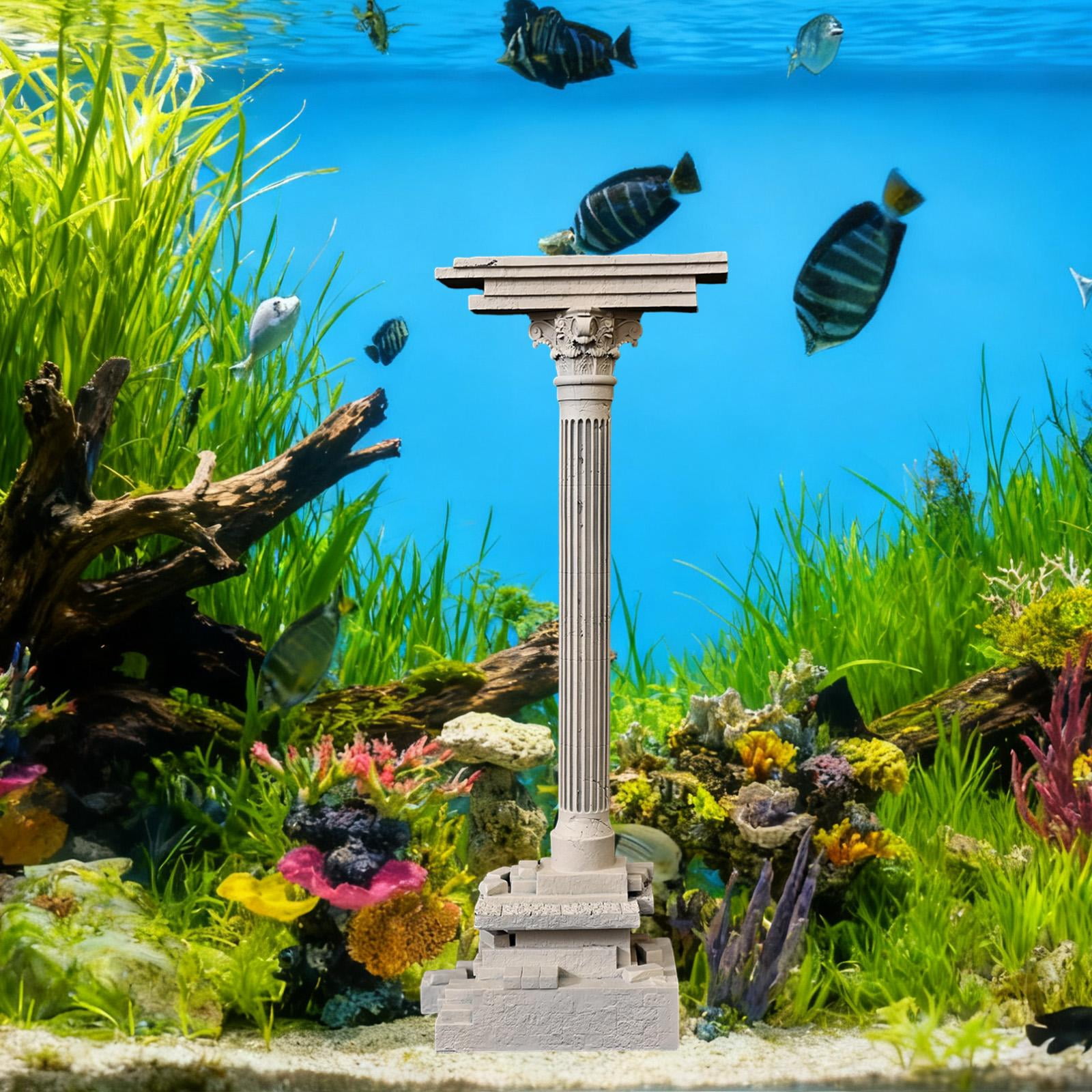 CarpNettore Roman Column Decoration Resin Aquarium Decoration Aquarium Decor Mini 18.5cm Set A