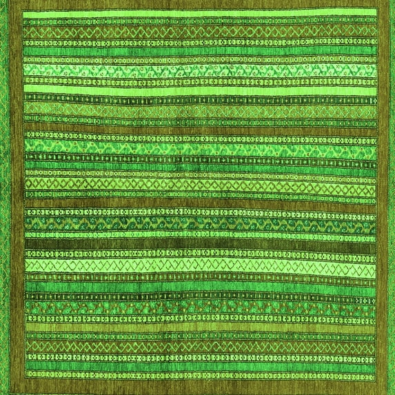 Ahgly Company Indoor Square Abstract Green Modern Area Rugs, 5' Square