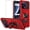Red, variant on TJS Phone Case for Cricket Icon PRO 2026 / AT&T Motivate Pro 2 5G, with Tempered Glass Screen Protector, [Military Grade] Robotic Magnetic Support Car Mount Metal Ring Holder Kickstand Cover (Red)