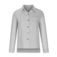 thumbnail image 3 of Kiplyki Button Down Shirt Women's Casual Long / Short Sleeve Loose Fit Collared Linen Work Blouse Fall Tops with Pocket, 3 of 7