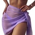 thumbnail image 1 of Bikini Cover Up Solid Color Lace-up Net Yarn Semi-Sheer Slit Cover Up Skirt for Vacation, 1 of 10