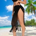 thumbnail image 3 of Falda Faldas de malla sexy para cubrir la playa con dobladillo de borla de ganchillo suave para mujer (negro L) Kuymtek Negro T L para Mujer, 3 of 5