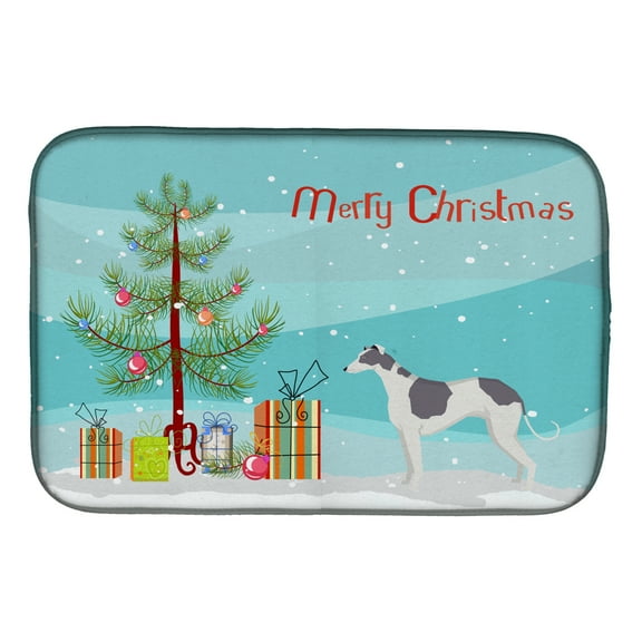 Greyhound Christmas Tree Dish Drying Mat