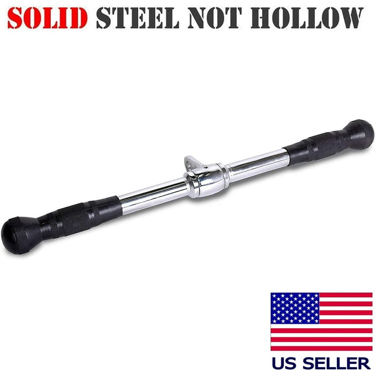 FITNESS MANIAC 34 Inch Triceps Bar Barbell Olympic LAT Machine Accessory  Pull Down Bar Tricep Rope V Grip Handles Rowing Handle Grips Snap Hooks D