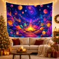 thumbnail image 3 of Alien Campfire with Glowing Creature, Dreamy Fantasy for Fantasy Decor Fans, Cosmic Wall Art, Housewarming Gift Tapestry Wall Hanging for Gaming Room, Teen Bedroom and Dorm, 3 of 7