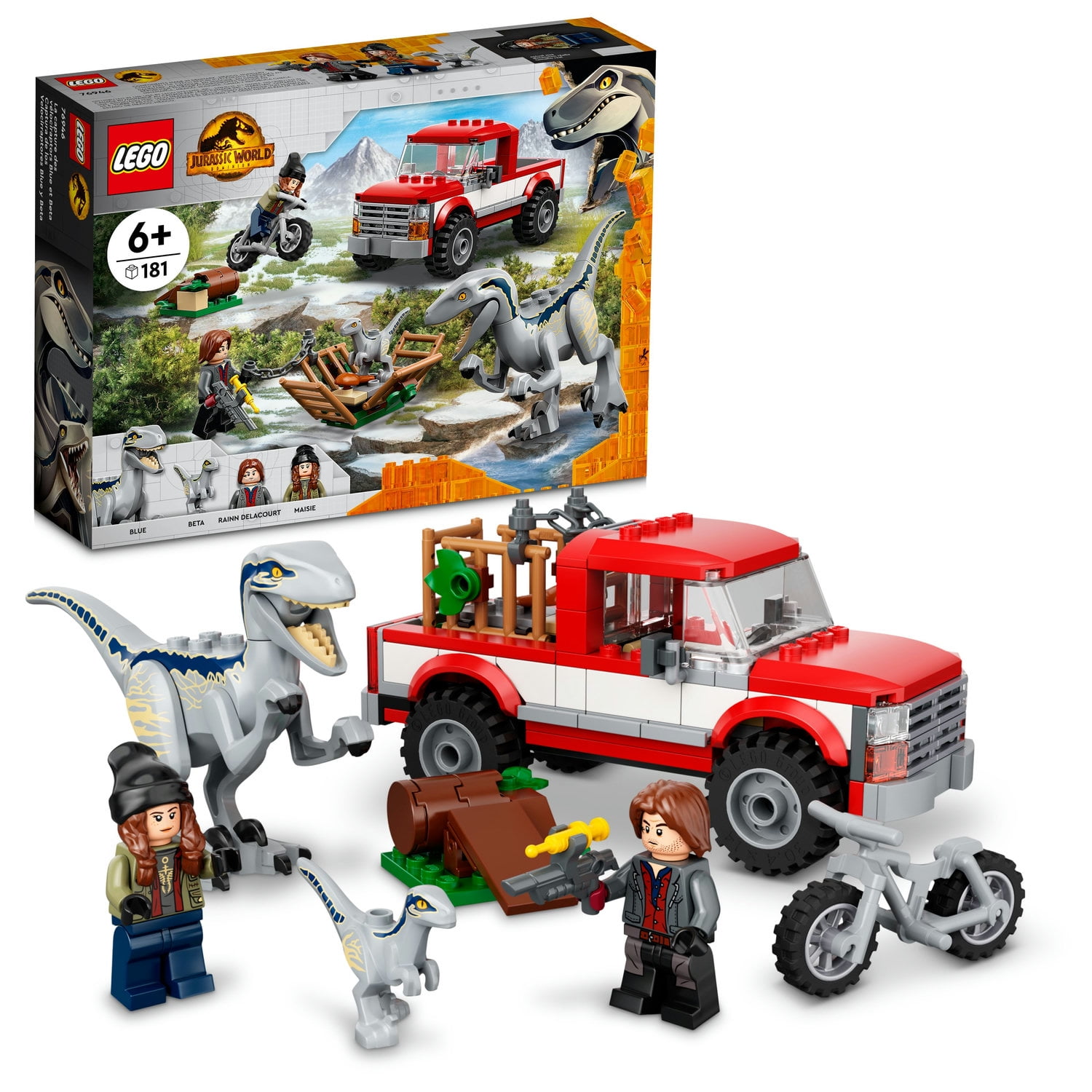 LEGO Jurassic World Velociraptor Escape with Blue Beta Truck Dinosaur Toys 2022 Dominion Movie Set Walmart