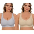 thumbnail image 2 of Daystry Plus Size Everyday Bras for Women Full Coverage Soft Sleep Wirefree Bras Pack of 2 New Upgrade, 2 of 10
