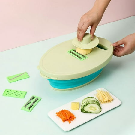 

RXIRUCGD Chopping Board Cutting Board Home Kitchen Cutting Board Foldable Draining Basket Kitchen Tools Shavings Flower Slices Cut Vegetables Nine-in-one Folding Set Green