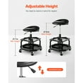 thumbnail image 4 of KFFKFF Adjustable Rolling Shop Stool with 300 lbs Capacity, Pneumatic Garage Seat, 360° Swivel Padded Work Stool with Casters, Ideal for Garage, Workshop, and Auto Repair, 4 of 9