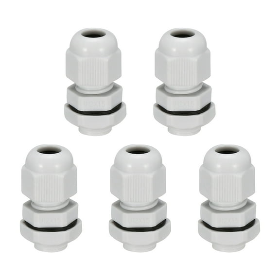 5Pcs M12 Cable Gland Waterproof Plastic Wire Glands Joints White for 2-5mm Dia