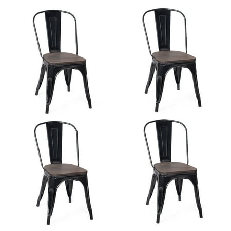 costway bistro stackable stool chair dining metal wood side