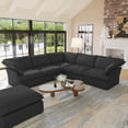 thumbnail image 3 of bokifol Modern Oversized Cloud Couch,Modular Sectional Sofa,6 Seater Convertible L-Shaped Sofas,2 Pillows and Storage Ottoman,Comfy Couches for Living Room,Black, 3 of 8