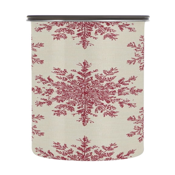 500ml Stainless Steel Food Storage Containers Elegant Red Snowflakes Pattern Airtight Kitchen Canisters with Vacuum Lid for Coffee Tea Flour Sugar Grains