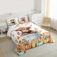 thumbnail image 3 of Manfei Cute Rustic Cow Queen Comforter Set for Kid, Autumn Harvest Pumpkin Bedding Sets, Maple Leaf Reversible Bedding Comforter Set, Microfiber Bedroom Decor, 3-Piece, 3 of 8