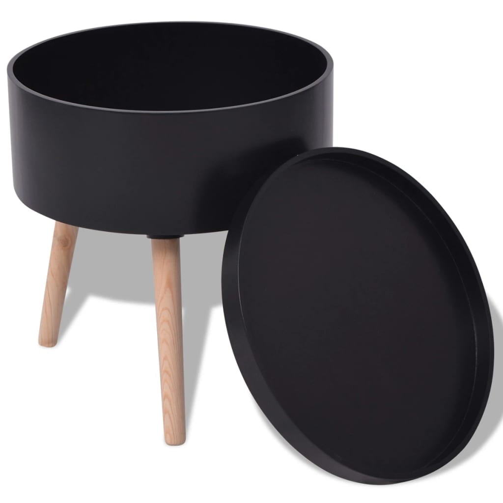 Kepooman Modern Round Side Table with Wood Feet for Living Room, Black Kepooman Modern Round Side Table with Wood Feet for Living Room, Black