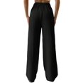 thumbnail image 4 of Women'S Wide Leg Beach Pants Elastic Waist Light-Weight Flowy Palazzo Lounge Trousers with Pockets, 4 of 9