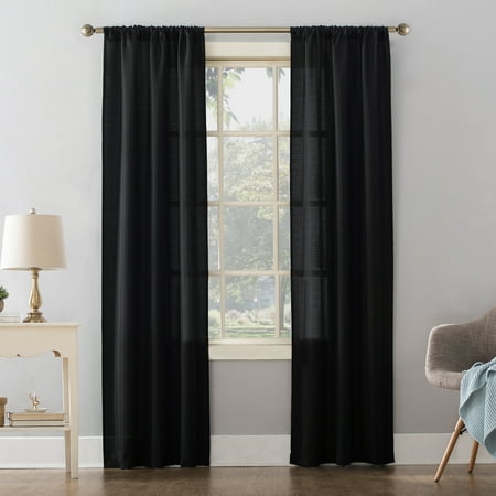 Mainstays Textured Solid Curtain Single Panel, 38" x 63", Black