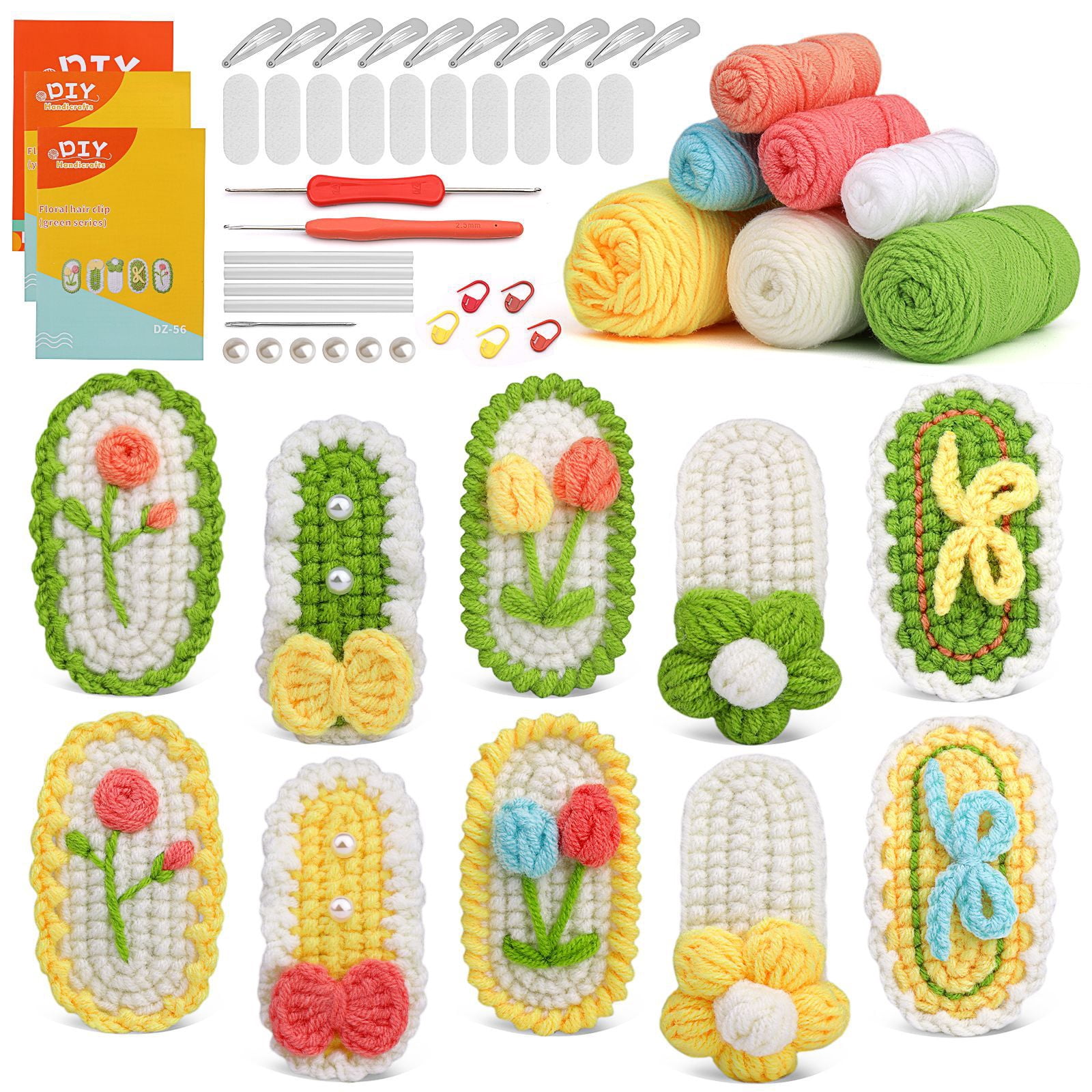 Crochet Material Kit Knitting Hairpin Yarn Crochet Tool Hair Accessories Crochet Wool Hair Clip Ornament Knitting Woo...