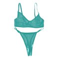 thumbnail image 3 of Thin Mesh Bra And Brief Lace See Through Control Push Up Full Cup Supportive Underwear Set, M, Green, 3 of 3