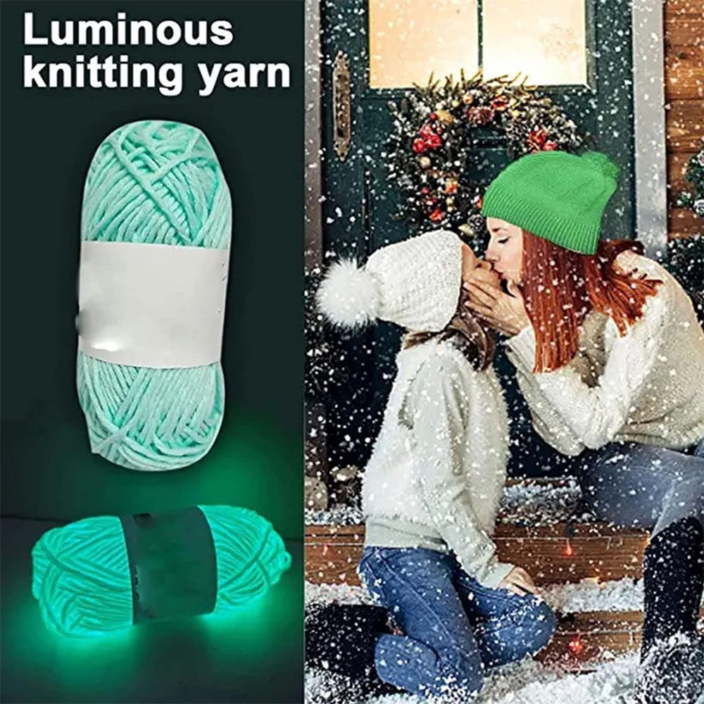 NOGIS 5 Rolls Glow in The Dark Yarn Luminous Crochet Yarn for Crocheting DIY Knitting Glow Fingering Weight Yarn for Arts Crafts Sewing Thread Party Supplies, 50 yd Per Roll (Colors A)