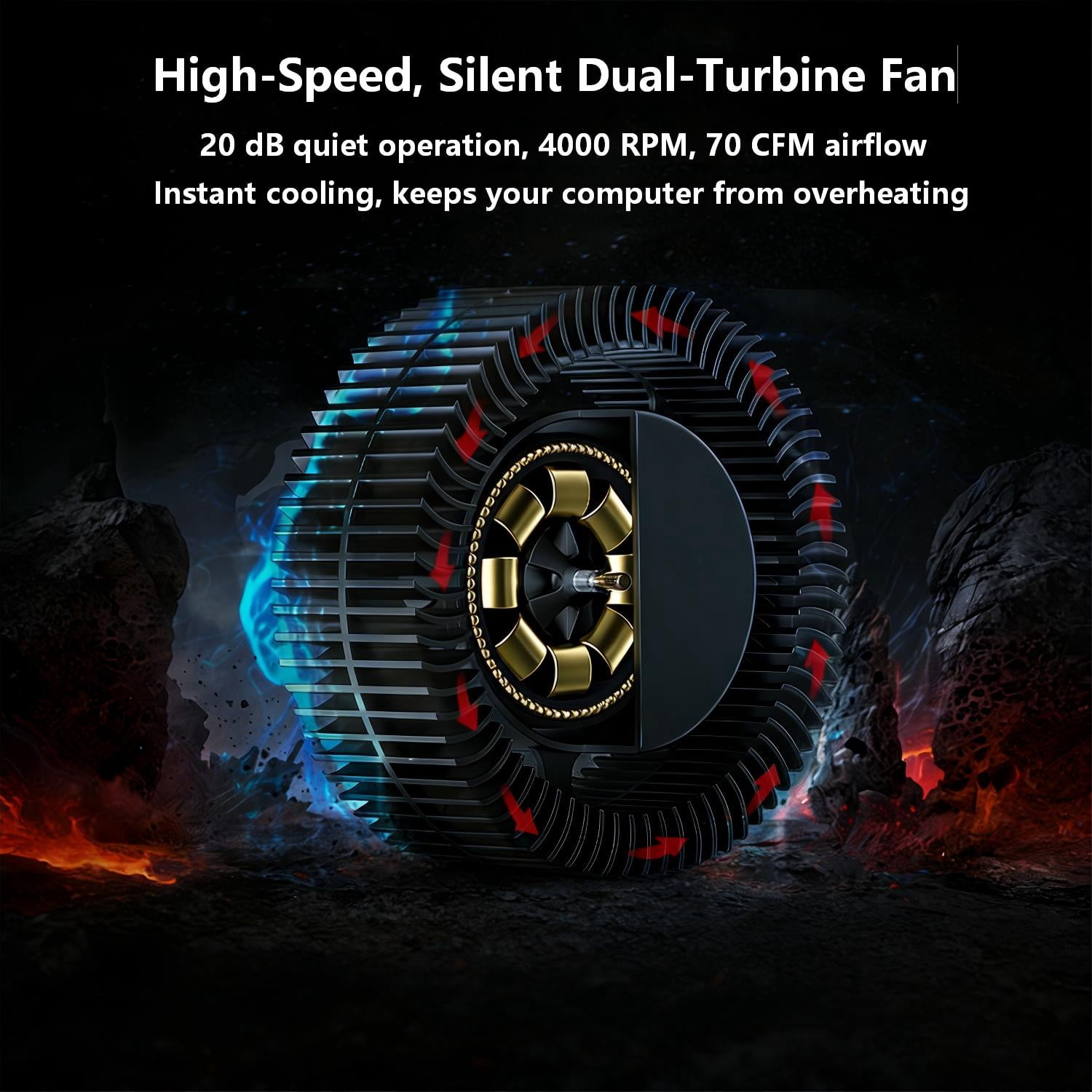 Gaming Laptop Cooling Pad, RGB Quiet Laptop Notebook Cooler Cooling Stand with 2 Cooling Fans, 2 Height Adjustable, USB Powered for 12-17 Inch Laptop, Black