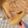 thumbnail image 2 of Abomasnow Womens Flock Metal‑Button Decor Round Toe Slip‑On Backless Clog Mule Casual Shoes, 2 of 9