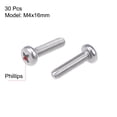 thumbnail image 2 of Tornillos de máquina M4x16mm Unique Bargains, tornillos de cabeza Phillips en forma de pan, sujetadores, pernos, 30 piezas, 2 of 3