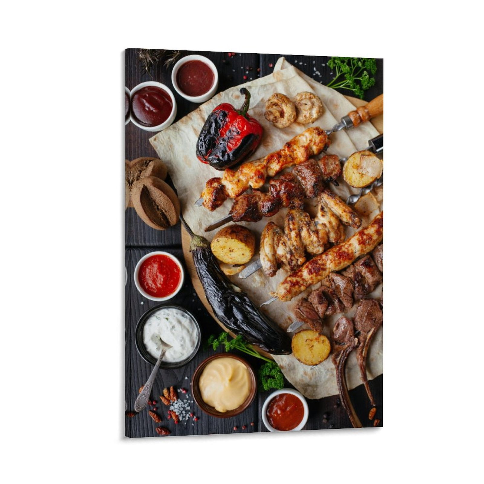 1 Panel Set Delicious Food Canvas Wall Art with Framed, Barbecue