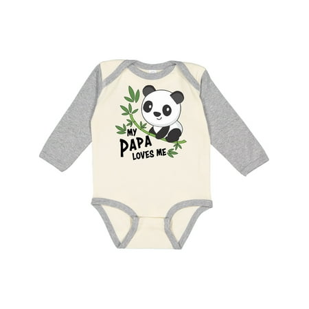 

Inktastic My Papa Loves Me- cute panda Boys or Girls Long Sleeve Baby Bodysuit