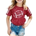 thumbnail image 3 of Girls T Shirts Toddler Sequin Graphic T Shirt Short Sleeve Soft Top Girls Tops Red 10-11 Years, 3 of 5